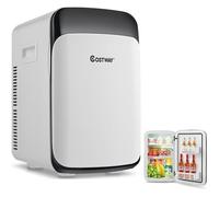 Mini Réfrigérateur Portable 15L COSTWAY-Froid/Chaud Alimenté par AC/DC-Mini Frigo de Chambre,Voiture-Mode Silencieux-Blanc