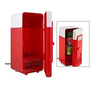 Mini Réfrigérateur Portable, Petit Réfrigérateur USB 5V 1 Canette Refroidisseur et Chauffe-réfrigérateur, Mini-réchaud Mignon Refroidisseur de Boissons, pour Voiture, Bureau, Chambre, Etc.(rouge)