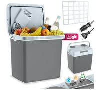 Mini réfrigérateur - TECTAKE - Glacière électrique 2 en 1 de 25 L avec mode économie, câbles AC et DC, 44 x 32 x 45 cm - Gris