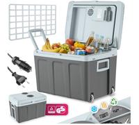 Mini réfrigérateur - TECTAKE - Glacière électrique 2 en 1 de 40 L avec mode économie, câbles AC et DC, 56 x 39 x 41 cm - Gris
