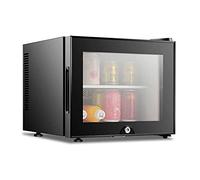 Mini réfrigérateur verrouillable à faible bruit avec porte en verre - 20 L - Pour chambres d'hôtel et dortoirs - Soda, bière, vin - Acier inoxydable