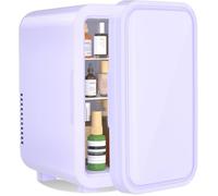 YASHE Mini Frigo de Chambre, 10 Litres/ 6 Canettes, Petit Frigo Thermoélectrique CA/CC pour Boissons, Nourriture, Beauté, Bureau, Dortoir, Voiture, Blanc