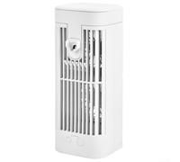 Mini refroidisseur d'air par évaporation alimenté par USB - Ventilateur de refroidissement personnel avec veilleuse et fonction de pulvérisation pour la maison, le bureau, l'extérieur, 8,5 x 8,5 x 22