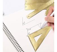 Mini règle triangulaire rétro en laiton avec rapporteur et échelle anglaise métrique pour mesurer le dessin, les outils d'étude, la cartographie (B)