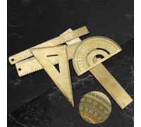 Mini règle triangulaire rétro en laiton avec rapporteur et échelle anglaise métrique pour mesurer le dessin, les outils d'étude, la cartographie (D)