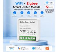 Mini-relais intelligent double mode WiFi Zigbee 3.0, interrupteur bidirectionnel, contrôle à distance par application, module DIY compatible avec Alice, Alexa, Google ZIGBEE 16A