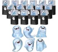mini resin ghosts, mini ghost figurines, New glow in the dark ghosts with box, 6 Designs with 36 Thank You Cards and Box, Party Favors Stuffer Positive Gift for Coworkers Teacher Student (12pcs)