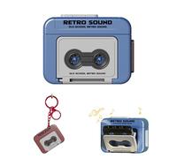 Mini Retro Cassette Tape Deck Keychain, Plays Tapes and Music, Creative Tape Recorder Charm(Blue,1pcs)