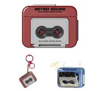 Mini Retro Cassette Tape Deck Keychain, Plays Tapes and Music, Creative Tape Recorder Charm(Red,1pcs)