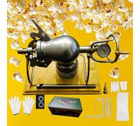 MINI RETRO NOSTALGIC MINI POPCORN MAKER, 380 ML Machine de pop-corn en acier inoxydable à 380 ml avec base de planche en bois, avec maquilleur de pression de précision, pour rassembler une machine de