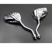 Mini rétroviseur latéral en forme de tête de mort pour moto, cruiser, chopper personnalisé (chromé)