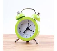 Mini réveil analogique à quartz avec double cloche pour chambre à coucher, table de chevet, mouvement silencieux (vert)
