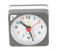 Mini réveil carré minimaliste pour voyage, maison, bureau, chambre à coucher avec trotteuse fonctionnelle et boîtier en plastique (gris)