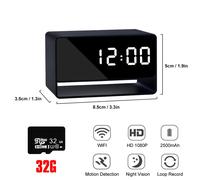 Mini réveil sans fil Wifi,caméra 1080P HD,vision nocturne IR,DVR,détection de mouvement,surveillance,enregistreur de sécurité,moniteur -With 32G SD Card