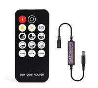 Mini RF Contrôleur de Gradateur LED - 14 Touches - Tension 5V-24V - Télécommande avec Minuterie - Pour Bandes COB/SMD 5V/12V/24V - Variateur de Luminosité 10-100% - 3 Modes Dynamiques