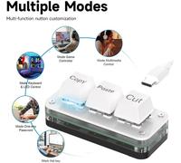 Mini RGB Mechanical Gaming Keyboard Compatible with Windows Mac with Type C Cable (White,Three Button/Empty)