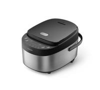 Philips Cuiseur de riz série 3000 - Compact 0,85 L, 8 menus automatiques, cuve antiadhésive à 4 couches, cuisson rapide en 30 minutes, design noir et argent (HD3093/80)