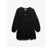 Superdry Mini-robe à volants en broderie Femme Noir XS