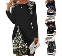 Mini robe ample pour femme - Robe de fête imprimée séduisante pour Noël et les soirées en club, style hiver été plage (taille M B)