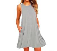 Mini robe d'été décontractée pour femme - Sans manches - En polyester respirant - Pour les vacances et les voyages - Disponible en plusieurs couleurs (2XL gris)