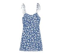 Mini Robe d'été imprimée de Style Pastoral, Jupe Courte trapèze, Jupe Courte à Lacets en Mousseline de Soie, Jupe Courte à Lacets pour Femmes-Bleu-S