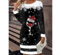 Mini robe en polyester léger avec motif imprimé et élasticité modérée, parfaite pour une utilisation en extérieur au printemps, en été, en automne et en hiver, pour un usage quotidien et en club (5XL