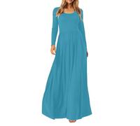 Mini Robe Femme Manches Longues Col V Chic et Elegant Robes Manches Lanternes D'été et Hiver A-Line Casual Robe Casual pour Fête Noël Mariage Pullover Dress Jupe Taille Haute Vintage (Z4 Bleu Ciel,L)