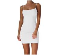 Mini Robe Femme Sexy, Robe Moulante Femme Dos Nu à Bretelles sans Manches Couleur Unie Grande Taille Chic Et éLéGante DéContracté Confortables Douces Base LéGer Et Respirant Vacances Quotidien