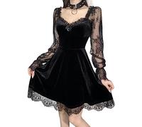 Mini Robe Gothique à col Rabattu pour Femme, Ligne A, imprimé Punk, Manches Courtes, balançoire, Everak, Robe de Cocktail, Batterie Lolita, Tenue Con