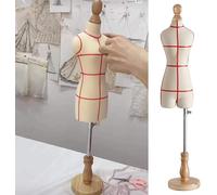Mini robe mannequin femme pour couture et confection de patrons avec support en bois