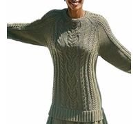 Mini robe patchwork plissée à manches longues et col rond pour femmes, automne décontracté en tricot torsadé 2026, Vert, L