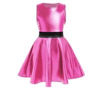 Mini Robe Patineuse Effet mouillé pailleté métallisé holographique sans Manches pour Femme B528