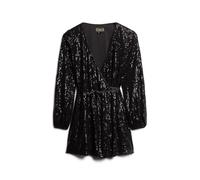 Superdry Sequin Wrap Long Sleeve Short Dress Noir XS Femme