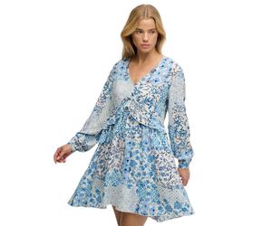 Mini-robe tissÃ©e Ã volants femme Superdry Bleu M