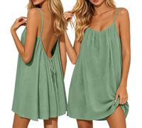Mini robe trapèze dos nu avec encolure dégagée et bretelles fines dans le dos ouvert - Forme évasée - Pour fêtes, dîners, vacances, soirées et occasions spéciales