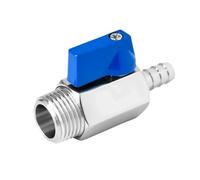 Mini robinet à bille argenté 304SS, 1 pièce, robinet à gaz à 2 voies avec adaptateur pagode, raccord de tuyau de 7mm, dispositif à bouche pointue(Male 7mm 3/4inch)