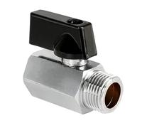 Mini robinet à bille en laiton G3/8" femelle x G3/8" mâle,DN10,Mini robinet à bille Robinet d'arrêt,Mini robinet d'arrêt chromé F G3/8"(Ø15,3mm) x M G3/8"(Ø16,2mm),Raccord fileté Laiton