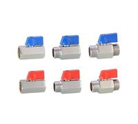 Mini-Robinet à Bille fileté en Laiton 1/8", 1/4", 3/8", 1/2", BSP mâle vers Femelle, for compresseur d'air, Eau, gaz, Huile, vanne d'arrêt(Red,1/8" Female to Male)