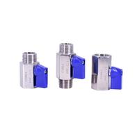 Mini robinet à boisseau sphérique sanitaire en acier inoxydable SUS 304 316L, fabriqué en Chine, filetage intérieur 1/8" 1/4" 3/8" 1/2" 3/4" BSP NPT, filetage extérieur(3/8",F-F_BLUE_BSP 316L)