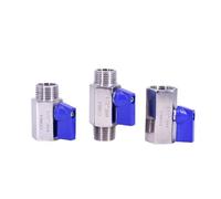 Mini robinet à tournant sphérique à filetage interne, en acier inoxydable fait maison, 1/8 "1/4" 3/8 "1/2" 3/4 "1" SUS 304 316L(1",FEMALE TO MALE_BLUE HANDLE_NPT SUS304)