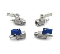 Mini robinet à tournant sphérique en acier inoxydable 304 1/8" 1/4" 3/8" 1/2" à 8/10/12 mm filetage cannelé 2 voies, adapté à l'eau, au gaz et à l'huile(3/8",MALE_8MM_STAINLESS STEEL)