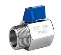 Mini robinet à tournant sphérique en acier inoxydable avec poignée bleue | 1/8 1/4 3/8 1/2 3/4 1 B S P Femelle Mâle(Female-Male,1/4")