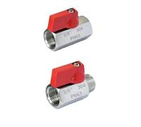 Mini robinet à tournant sphérique sanitaire en acier inoxydable 304, poignée rouge 1/8 1/4 3/8 1/2 BSP femelle mâle(3l8 BSP F-F)