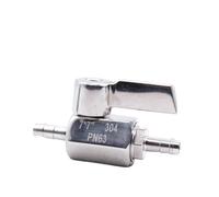 Mini robinet à tournant sphérique sanitaire en acier inoxydable SUS 304, adapté à 7 8 10 12mm, tuyau barbe égal, avec Hanlde en acier(Fit 7mm ID Hose)