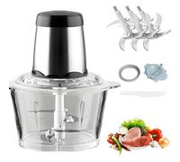 Mini robot culinaire 300 W, 3 L, avec 4 lames en acier inoxydable à double niveau de dureté, 2 vitesses, pour hacher viande, smoothies, oignons, fruits et légumes.