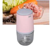 Mini robot culinaire 300ML, hachoir électrique sans fil pour légumes, fruits, viande, préparateur d'aliments pour bébé comprenant une lame, un récipient et un câble de chargement (Rosa)