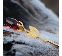 Mini rose en verre - Fleurs artificielles en cristal - Décoration de mariage, de fête, de bureau, de bureau, Feng Shui - Rouge