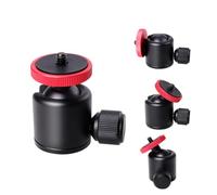Mini Rotule 1/4 Pouce en Alliage D'aluminium, Tête Rotative 360 Degrés | Support Caméra Noir, Filetage Femelle 1/4 Pouce, Écrou de Blocage, pour LED et Micro, Usage Simple