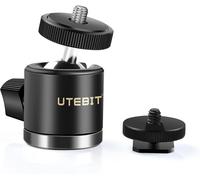 Mini Rotule Photo,Rotule de Fixation pour Appareil Photo Pivotante 360° avec Hot Shoe Mount Adaptateur Ball Head Mount,Adaptateur Support Appareil Photo/Micro/Flash pour Monopode,Trépied(Q503)