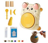 Mini roue de poterie interactive en poterie artisanale, faite à la main | Ensemble de poterie à la maison pour enfants, débutants, étudiants, cours d'art, école, école à domicile, temps en famille